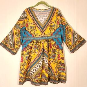 Umgee Mustard Paisley Dress Size M